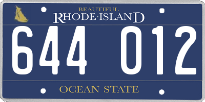 RI license plate 644012
