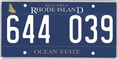 RI license plate 644039