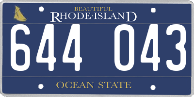 RI license plate 644043