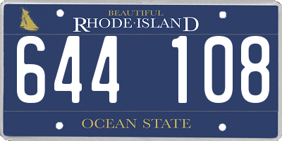 RI license plate 644108