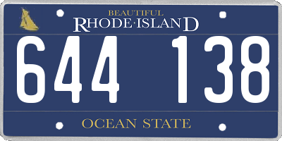 RI license plate 644138