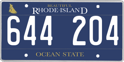 RI license plate 644204