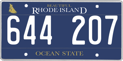 RI license plate 644207