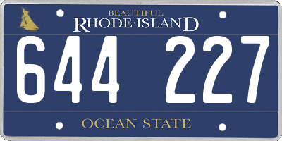 RI license plate 644227