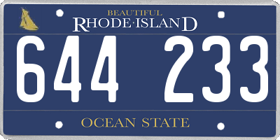 RI license plate 644233