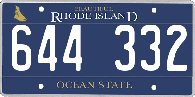 RI license plate 644332