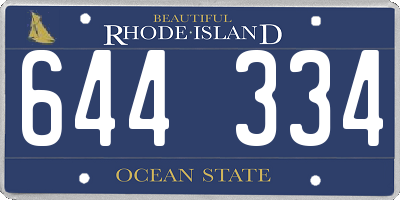 RI license plate 644334