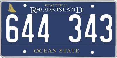 RI license plate 644343