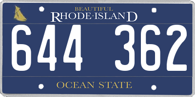 RI license plate 644362
