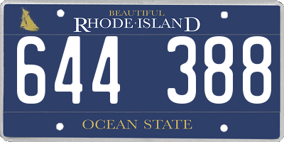 RI license plate 644388