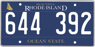 RI license plate 644392