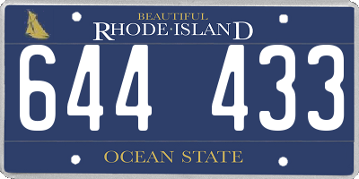 RI license plate 644433