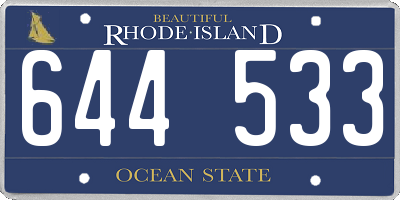 RI license plate 644533