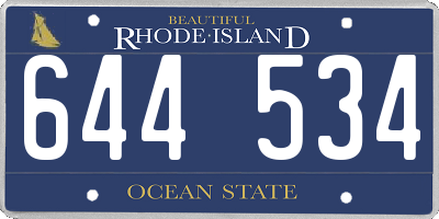RI license plate 644534