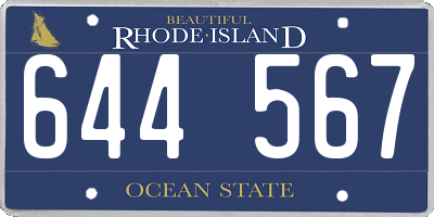 RI license plate 644567