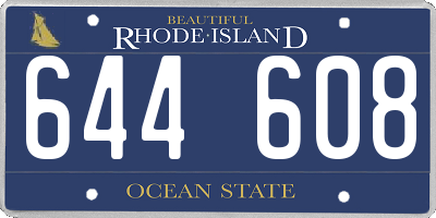 RI license plate 644608