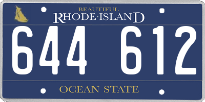 RI license plate 644612