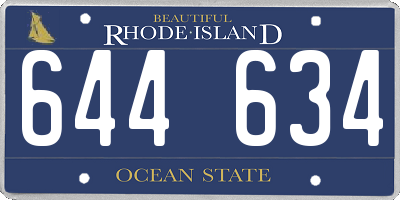 RI license plate 644634