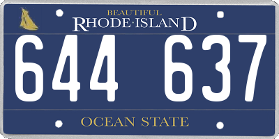 RI license plate 644637