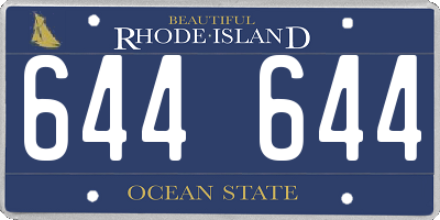 RI license plate 644644