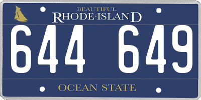 RI license plate 644649