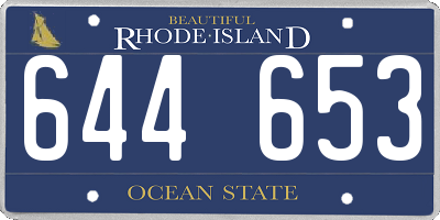 RI license plate 644653