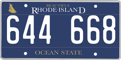 RI license plate 644668