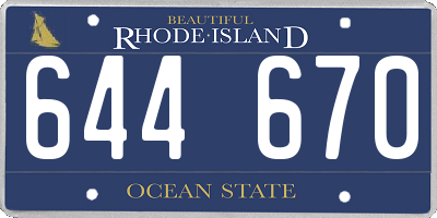 RI license plate 644670