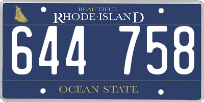 RI license plate 644758