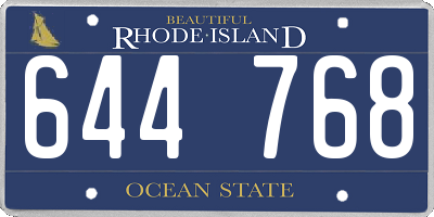RI license plate 644768