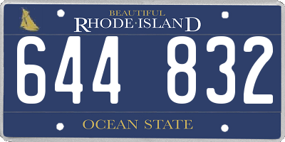 RI license plate 644832