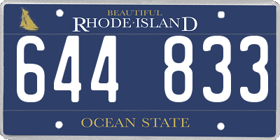 RI license plate 644833