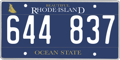 RI license plate 644837