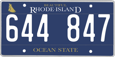 RI license plate 644847