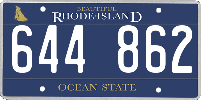 RI license plate 644862
