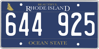 RI license plate 644925