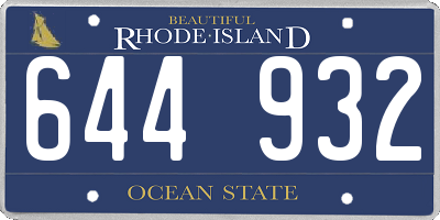 RI license plate 644932