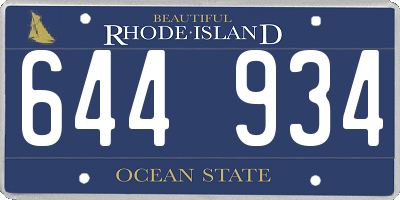 RI license plate 644934