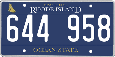 RI license plate 644958