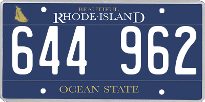 RI license plate 644962