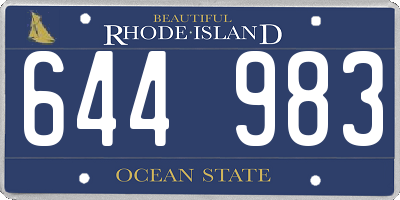 RI license plate 644983