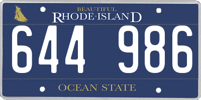 RI license plate 644986