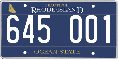 RI license plate 645001