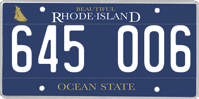 RI license plate 645006