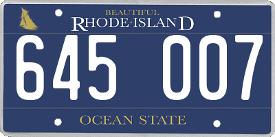 RI license plate 645007