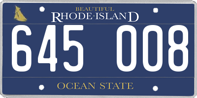 RI license plate 645008