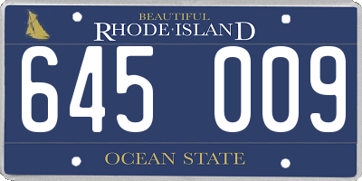 RI license plate 645009