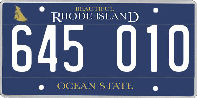 RI license plate 645010