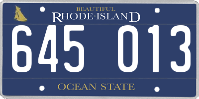RI license plate 645013