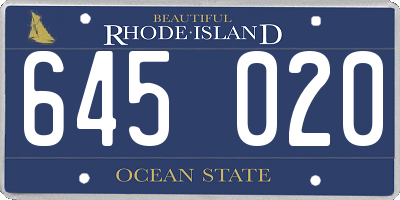 RI license plate 645020
